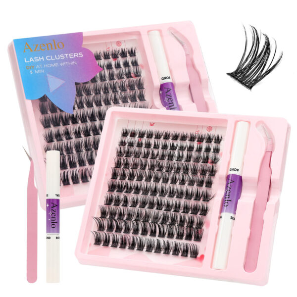 Lash Extension Kit | Lash Clusters Individual Lashes with Bond and Seal Tweezers Lash Remover Eyelash Extensions False Eyelashes with Glue for Beginner DIY at Home 10-16mm C/Curl - Image 4