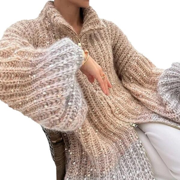 Women's Clothing Small Fragrance Fashion Bead Design Sweater Coat - Image 5