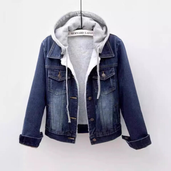 Denim Short Coat Women's Short New Long-sleeved Slim-fit Hooded Jacket All-match Student Top - Image 3