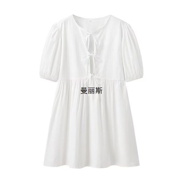 Supply 2024 New Women's Lace-up Long Solid Color Shirt Dress - Image 4