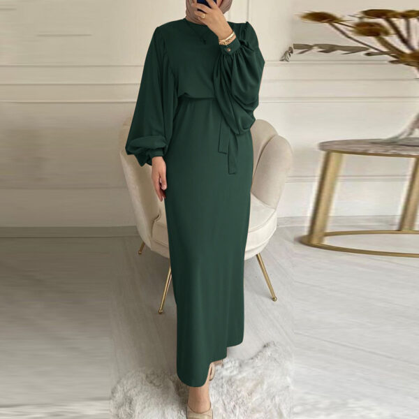 New Solid Color Long Sleeve Long Casual Dress - Image 6