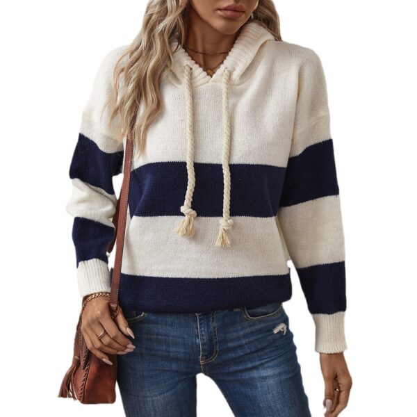 European And American Cross-border Hooded Color Pullover Sweater Top Women's Autumn And Winter Loose Casual All-match Women's Sweater Top - Image 5