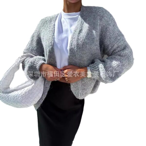 2024 Autumn And Winter Women's Casual Solid Color Cardigan Knitted Sweater Jacket 4 Colors - Image 5