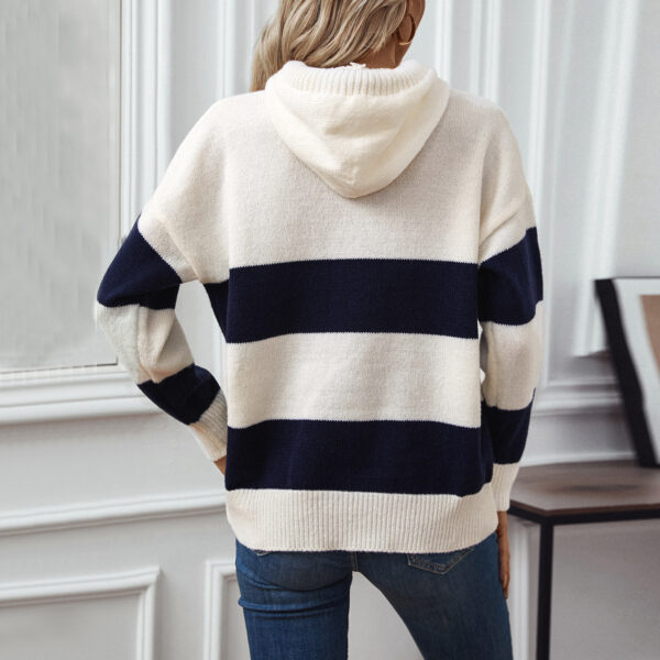 European And American Cross-border Hooded Color Pullover Sweater Top Women's Autumn And Winter Loose Casual All-match Women's Sweater Top - Image 2