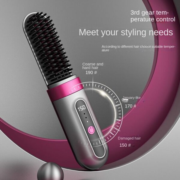 New Wireless Straight Hair Does Not Hurt Negative Ion Mini Portable Dual-purpose Fluffy Artifact Curly Hair Lazy Splint Electric Comb - Image 3