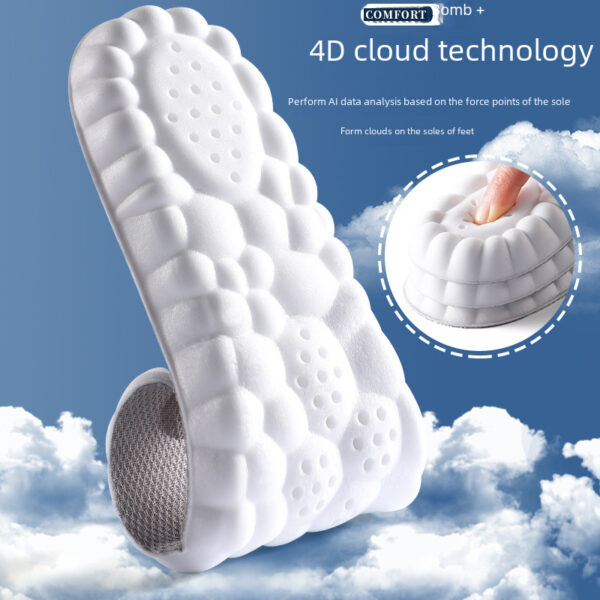 Cloud Tech Pu Massage Arch Support Insoles Men Shock Absorption Odor Resistant Sweat Absorption Step Poop Feel Sports Shoe - Image 4