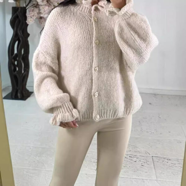 New Fashion Temperament Lace Warm Knit Sweater Sweater Cardigan Coat - Image 3