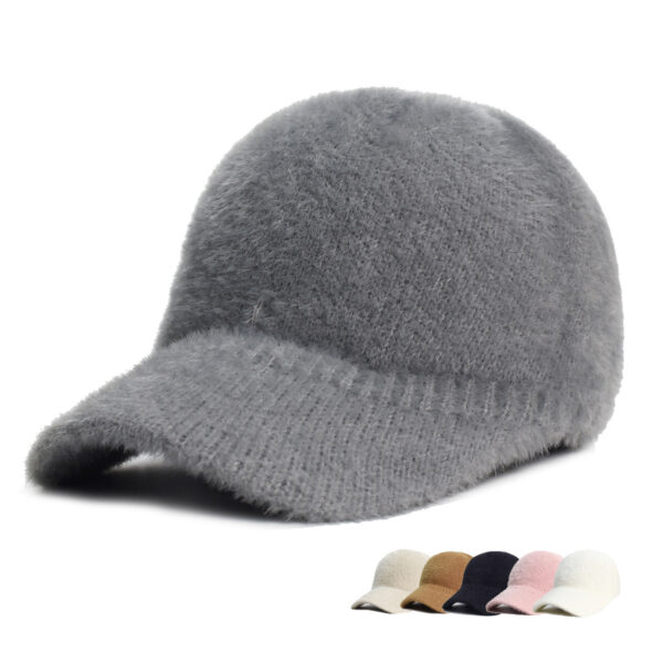 Korean Style Autumn And Winter Knitted Peaked Cap Warm All-match Thick Wool Hat Plush Solid Color Sweet Cool Casual Baseball Cap