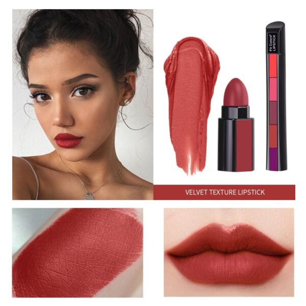 5 Colors Matte Velvet Lipstick Waterproof Sweatproof Lip Gloss Duration Colorfast Lipstick Non Stick Cup Lip Gloss Cosmetics - Image 3