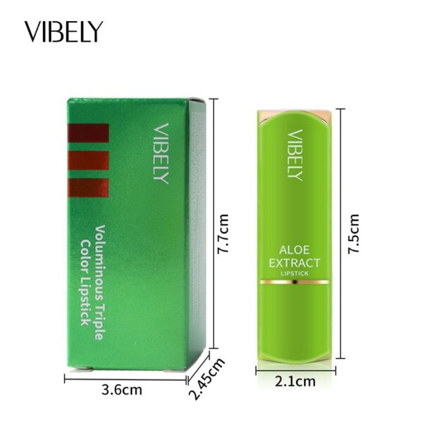 VIBELY Three-color lipstick for richness, moisturizing, non-smearing and non-sticky color-changing lipstick - Image 5