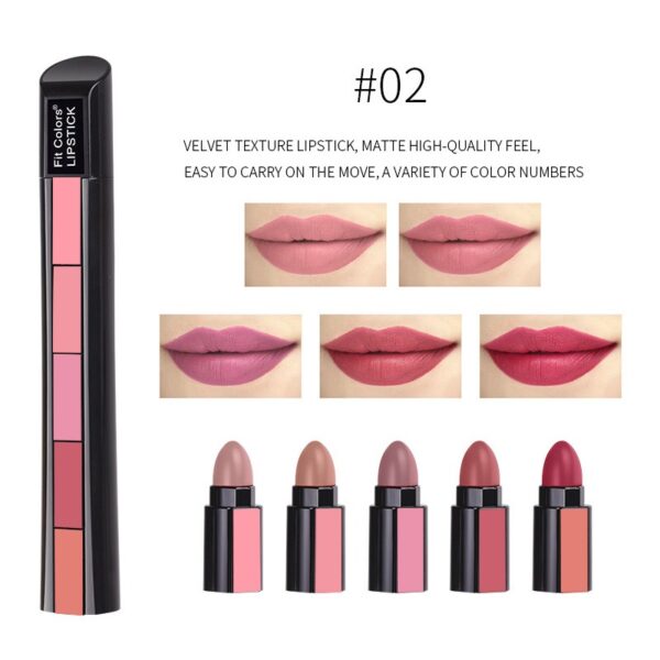 5 Colors Matte Velvet Lipstick Waterproof Sweatproof Lip Gloss Duration Colorfast Lipstick Non Stick Cup Lip Gloss Cosmetics - Image 7