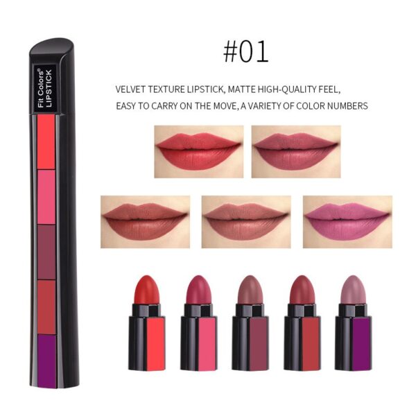 5 Colors Matte Velvet Lipstick Waterproof Sweatproof Lip Gloss Duration Colorfast Lipstick Non Stick Cup Lip Gloss Cosmetics - Image 6